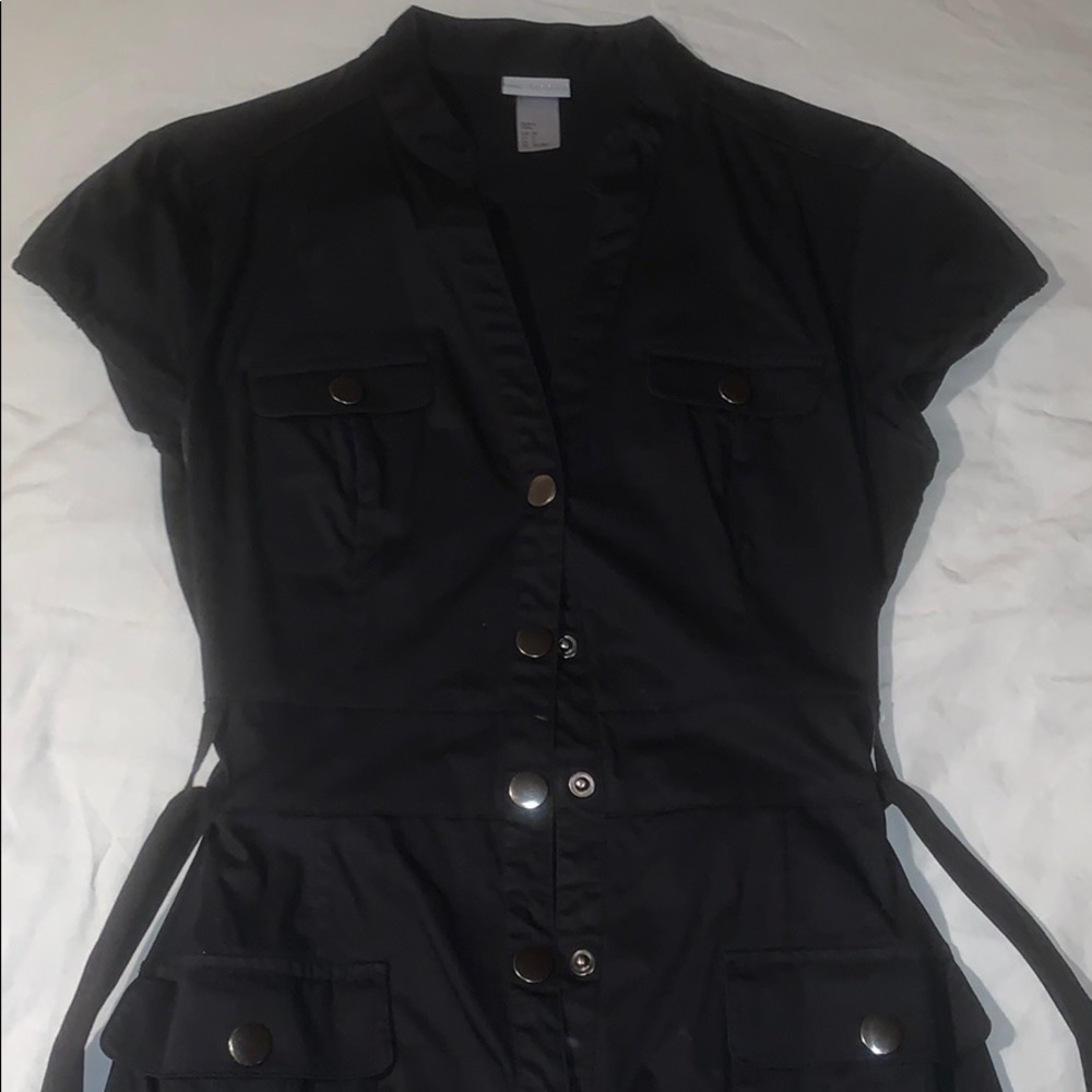 H&M black button up dress